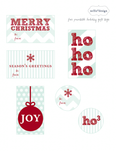 FREE printable Holiday gift tags