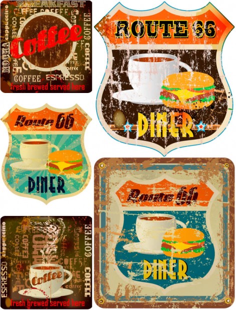 Grunge diner labels vector