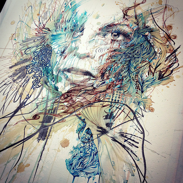 Portraits in ink and tea Carne Griffiths