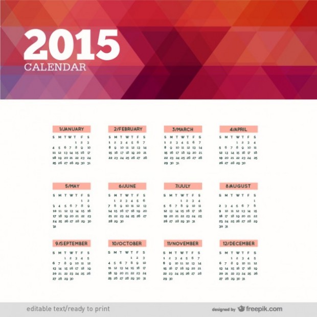 Calendar for 2015- free vectors