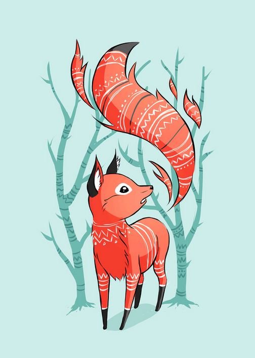 Winter fox illustration 