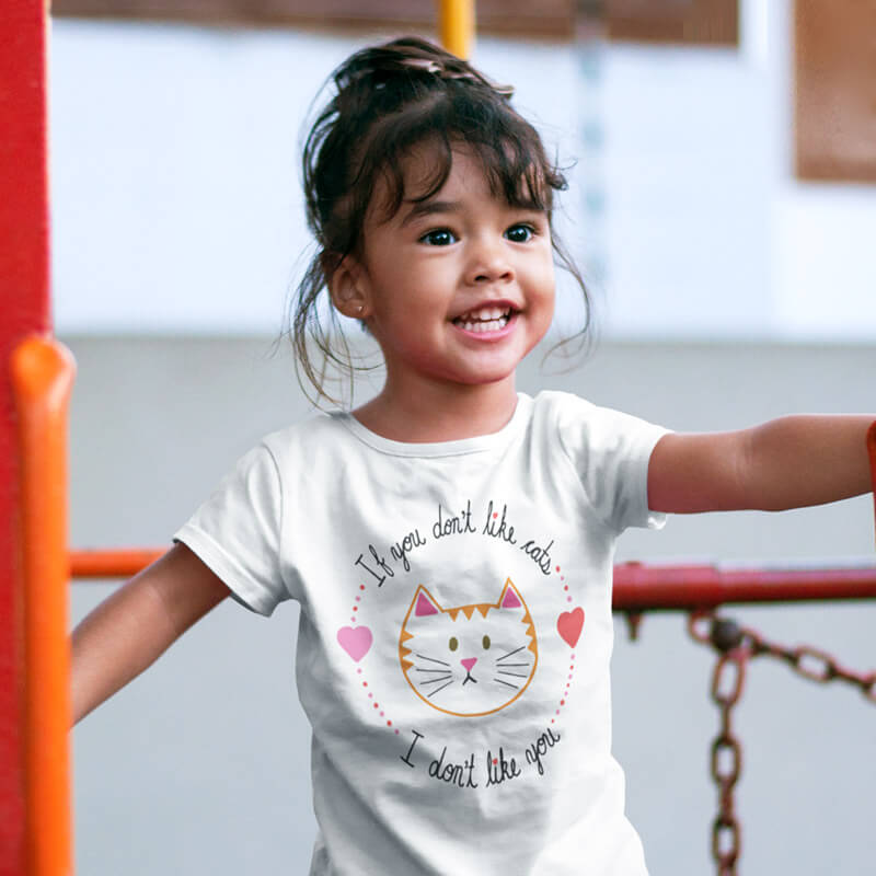 girl wearing cat tshirt